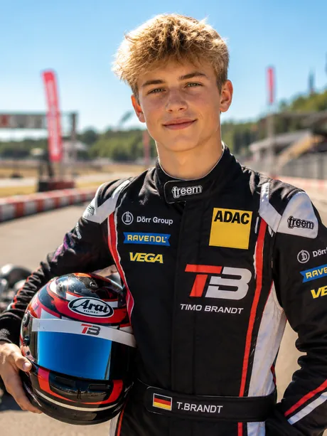 Example profile Timo Brandt — Sports Car, DE · Consistency 88, Learning rate 84, Cleanliness 91, Racecraft 76 · fictional profile